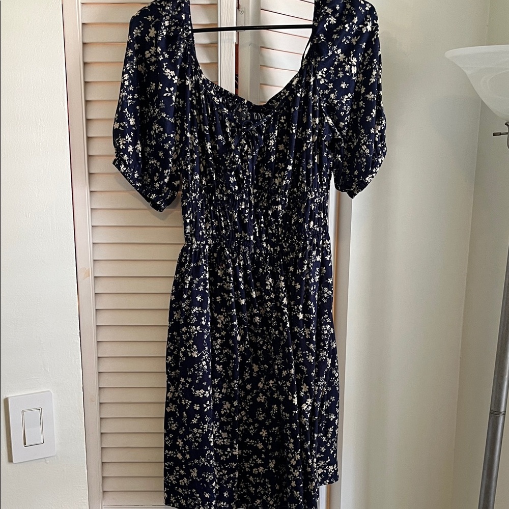 GAP Navy Floral Midi Dress